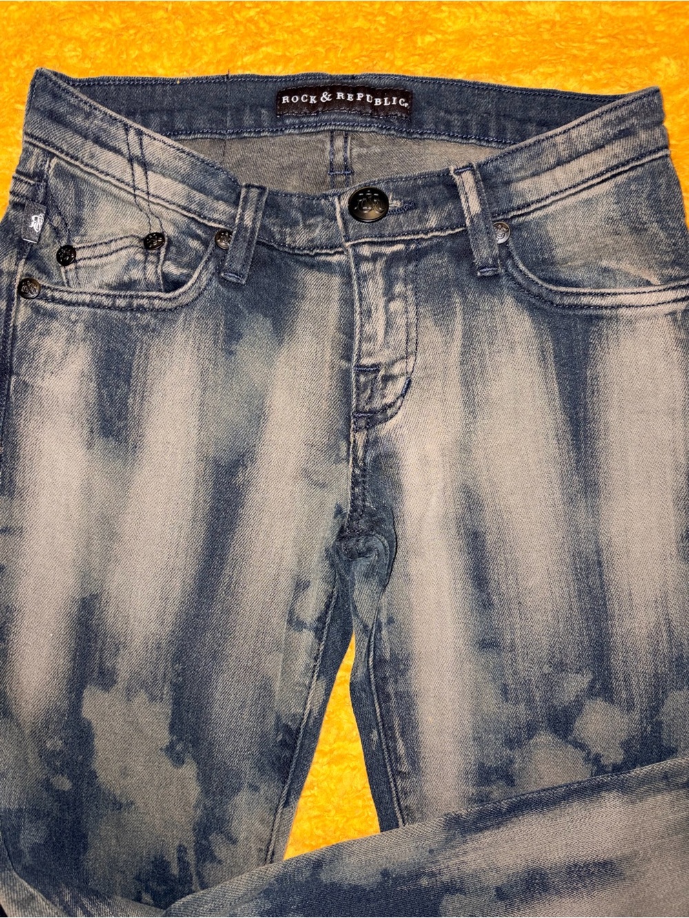 Rock & Republic Women's Black Tie-Dye Skinny Jeans
